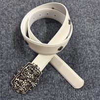 Cross Engraved Metal Buckle Belt Men's and Women's Versatile Decorative Belt Trendy Fashion Waist 110cm gray