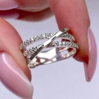 European and Korean three-layer cross line ring  new versatile jewelry, commuter style light luxury wax inlaid ring no. 10