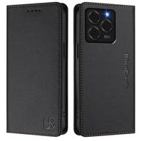 Prabangus odinis dėklas Ulefone Note 16 Pro/Note 20 Pro/Note 18 Ultra/Note 14 su RFID blokavimo kortelių skyreliais, magnetine fiksacija, stovu, smūgiams atspariu atverčiamu dangteliu Ulefone Note 20 Pro black
