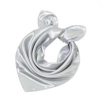 60*60cm Women Elegant Square Scarf Solid Small Hair Tie Band For Business Party Head Neck Silk Satin Scarf 1PC white