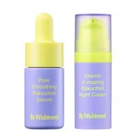 By Wishtrend Pore Smoothing Bakuchiol Serum 10ml + Bakuchiol Night Cream 10g 2pcs Travel Set | Mini Age-Defying & Pore-Refining Duo beige
