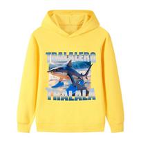 Italian Brainrot Tralalero Tralala fun print children's sweatshirt autumn and winter casual soft hoodie for boys and girls 150 yellow
