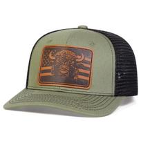 Unisex Brown Flag Ox Head Leather Label Baseball Net Caps Spring and Summer Outdoor Adjustable Casual Hats Sunscreen Hat