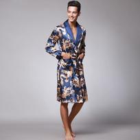 Pavasarinis vyriškas chalatas kimono chalatai V kaklo šilko vyriški miegui Naktiniai drabužiai Vyriški chalatai vonioje XL white