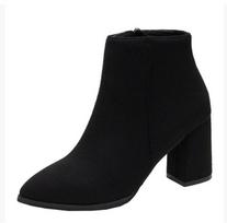 Balti Ankle Boots Moterims 2026 Šoninis Užtrauktukas Tamprios Vidutinio Kulno Didelio Dydžio Trumpas Batai Madingi Smailianosiai Batai Botas De Mujer 39 black
