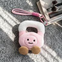 Dumbbell Kettlebell Barbell Plate Plush Stuffed Bag Keychain Toy Cute Soft Doll Kawaii Boys Girls Kids Backpack Decoration Gifts black