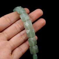 Natūralaus akmens karoliukai Agatas/malachitas kvadratiniai briaunoti karoliukai papuošalams gaminti „pasidaryk pats“ karoliai, apyrankės, auskarai, aksesuarai GreenAventurine/11x11x6mm gray