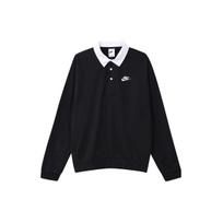 Nike Club Fleece Spalvų Bloko Apykaklė Logotipas Ilgomis Rankovėmis Polo Marškinėliai Vyriški Viršutiniai Drabužiai Juoda DX0538-010 XXL white