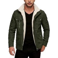 Men Winter Sherpa Fleece Jacket Warm Thick Lapel Cargo Coat Multi Pockets Casual Outerwear Solid Color Fashion Jackets for Men 2XL
