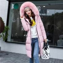 Women's Down Parkas Winter Jacket Big Fur Collar Thick Slim Coat Fashion Hooded Cotton Outerwear Long Woman Coat XXXL gray