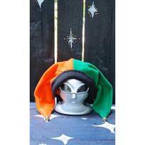 Color Block Dual Point Jester Hat Fleece Bell Cosplay Party Costume Orange-Green