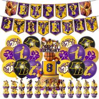 Kobe Gimtadienio Dekoracijų Rinkinys Krepšinio Tema Vėliavėlė Torto Viršūnėlės Balionai Reikmenys
