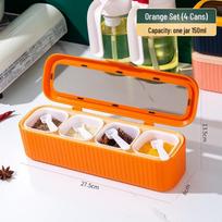 4-Grid Spice Storage Box Set with Spoon for Kitchen