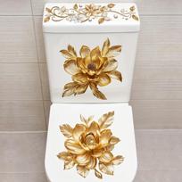 Gėlių tualeto lipdukas Vandeniui atsparus vonios sienos lipdukas Tualeto dangčio lipdukas Lipnus nuimamas lipdukas Namų dekoras as the picture brown