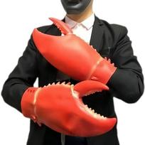 Red Crab Claws Gloves Crayfish Mask Latex Hood Pliers Crab Claws Halloween Funny Dress Up Mask One size fits all red