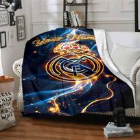 Real Madrid Club Personalized Text Blanket Throw Customizable Blanket Durable Comfort Perfect for Bed Living Room Couch Nap Four Seasons Universal 130cmx150cm