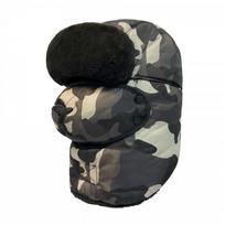 Winter Windproof Unisex Fleece Lined Hat With Face Ear Coverage Cycling Outdoor Activities Camouflage Hat - Black