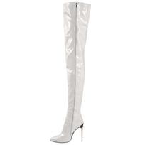 Winter New Women Boots Sexy Pointed Side Zipper Lacquer Leather Thin High Heels Over Knee Long Boots 41