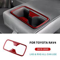 Real Soft Carbon Fiber Sticker For Toyota RAV4 XA50 2019 2020 2021 2022 2023 2024 2025 LHD RHD Car Front Rear Drain Cup Holder For Rear Cup Red