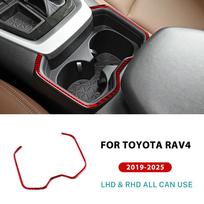 Real Soft Carbon Fiber Sticker For Toyota RAV4 XA50 2019 2020 2021 2022 2023 2024 2025 LHD RHD Car Front Rear Drain Cup Holder For Front Cup Red