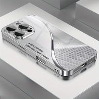 Metalinės tekstūros banguotų linijų rašto grūdinto stiklo telefono dėklas, skirtas iPhone 17 Pro Max 16 15 14 13 12 11 Pro 16 Plus 17 Air Cover iPhone 14
