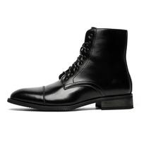 Men's Leather Shoes Square Head Derby Shoes Dress Men's Casual Pointed Boots 39