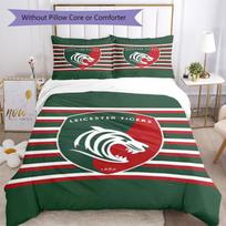 3pcs Leicester Tigers Bedding Set Duvet Cover Closure Includes 1 Duvet Cover & 2 Pillowcases, Soft and Comfortable for All Seasons. 180cmx210cm