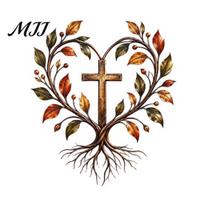 Tree of Life Hanging Ornament Autumn Harvest Metal Wall Decor, Heart Shaped Iron Art, Root Fall Themed Living Room Art And Elements Sculpture 40cm Love Heart