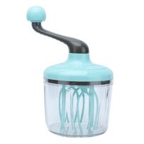 Hand Push Whisk Manual Milk Frother Hand Mixer Egg Whisk Non Slip Base Food Grade PP Detachable Handle for Beating Eggs, Frothing Milk, Blending Mix white