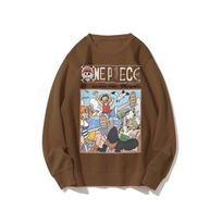 One Piece Men's Sweatshirt Monkey D. Luffy Roronoa Zoro Anime Hoodie Spring Autumn Boy Children Long-sleeved Parent-Child Outfit 160 gray