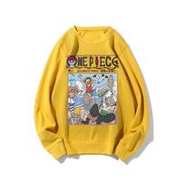 One Piece Men's Sweatshirt Monkey D. Luffy Roronoa Zoro Anime Hoodie Spring Autumn Boy Children Long-sleeved Parent-Child Outfit 140 yellow