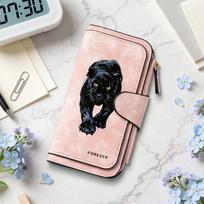 Panther Print Long Wallet Forever Bifold Multi Card Holders Fashion Purse