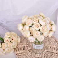 27-Head Peony & Camellia Faux Flower Garland - Handmade Rose Bouquet for Wedding Decor