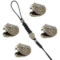 4Pcs Brass European Beads, Large Hole Beads, Snake Head, Antique Silver, 14x19x15mm, Hole: 5.7mm