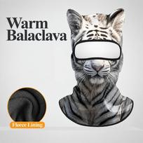 Stretchy Unisex Balaclava Mask Warm Lining Animal Head Cover Winter Full Face Mask  Skiing Cycling Style-F gray