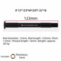 M12 Bicycle Thru Axle High Strength Bike Thru Axle Skewers  Frame Fork Hub Replacement 12*123 (Pitch 1.5)