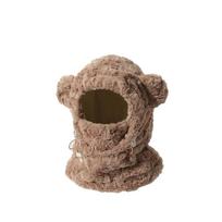 Keep Warm Balaclava Hat Thickened Mask Skullies Set Fashion Bear Ears Beanies Hat  Riding brown
