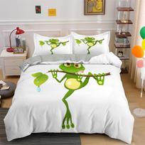 White Duvet cover with cute Frog 3D bedding set queen bedding set kids bed set Cartoon Animal duvet cover set Single King size US Twin 173x218cm