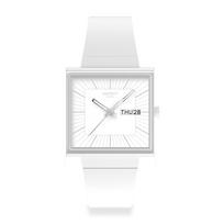 Rankinis laikrodis WHAT SQUARE BIOCERAMIC SO34W700 [Swatch] IF…ALLWHITE? white
