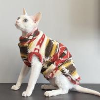 Devon Rex Cat Clothes Printed Fleece Warm Pajamas Winter Two-Leg Pet Apparel S