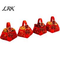 New Year Candy Container 4 Pcs DIY Housewarming Basket with Handle, Non-woven Fabric Red Gift Basket, Home Decor Good Luck Handheld for Chinese Year, B