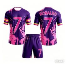 AI Ronaldo #7 Futbolo Apranga Vaikams ir Suaugusiems, Unisex Marškinėliai ir Šortai su Grafiti Spaudiniu, Greitai Džiūstanti, Vasaros 140