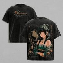 Anime The Apothecary Diaries T-shirt Men Clothing Vintage Washed Oversized T Shirt Summer Casual Short Sleeve Cotton Tees Tops 3XL black
