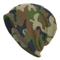 Woodland Camouflage Beanie Cap Unisex Winter Warm Bonnet Homme Knitting Hats Street Outdoor Ski Camo Skullies Beanies Caps One Size black