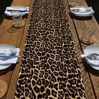 VIKAMA Luxurious Leopard Print Table Flag Kitchen Farmhouse Decoration Family Gathering Table Decoration Table Runner 35X180CM(1.2X6FT black