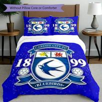 3pcs Duvet Cover Set (1*Duvet Cover + 2*Pillowcase, Without Core), Cardiff City FC Print Bedding Set, Bedroom Decor, All‑Season, Birthday Gift 135cmx200cm