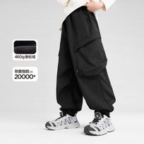 Boys Fleece Lined Thick Cargo Pants Kids Warm Casual Winter Long Trousers 150cm black
