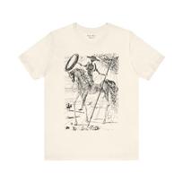 Don Quixote, Salvador Dali Art Shirt, Miguel de Cervantes T-shirt, Novel, Bookworm, Surreal Sketch Unisex Jersey Short Sleeve Tee S white
