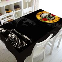 Punk Guns N Roses Logo Table Cover Cloth for Party Home Decor Hard Rock Music Tablecloth Rectangle Square Tablecovers Waterproof 100X140CM white