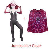 Gwen Stacy Vaikų Kostiumas Voras Helovinas Cosplay Bodis su Voro Apsiaustu xl(130-140)-white gray